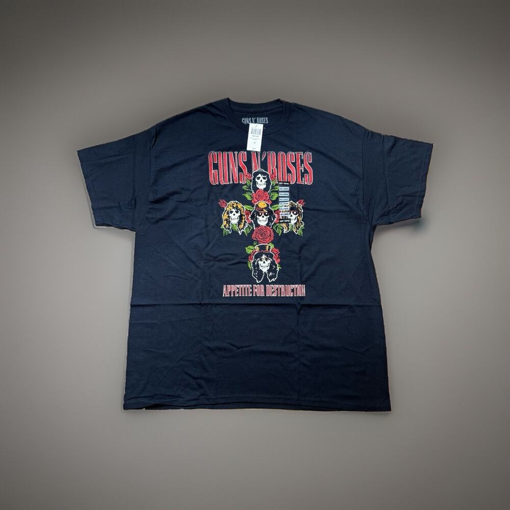 Guns N' Roses Appetite For Destruction Floral Cross T-Shirt Size 2XL New